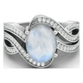thumbnail image 1 of Bague de Mariage Solitaire pour Femmes en Argent Sterling 925 avec Pierre de Lune Ovale 10x8MM, 1 of 3