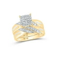 thumbnail image 2 of 10kt Yellow Gold His Hers Round Diamond Square Matching Wedding Set 5/8 Cttw, 2 of 5