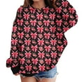 thumbnail image 2 of Goindgs Sweatshirts for Girls Tops Trendy Cute Bow Floral Printed Pullover School Drop Shoulder Loose Outdoor Soft with Pocket Hooded Sweatshirts Tween Tops Black-3-4 T, 2 of 4