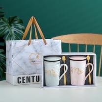 Coffee Mug Set, Perfect Wedding Gifts for Couples, and Anniversary Presents, Ceramic Marble 14 oz