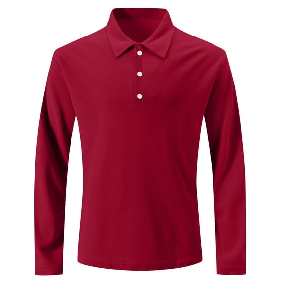 LIaqionyy Mens Golf Shirts Long Sleeve Solid Color Classic Button Collared Shirt for Men Business Work Casual Tops