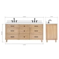 thumbnail image 5 of ARIEL Monroe 73 Inch Double Rectangle Sink Bathroom Vanity With Pure White Quartz Countertop 1.5 Inch Edge In Oak, 5 of 8