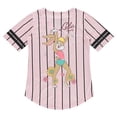 thumbnail image 2 of Looney Tunes Women's Baseball Jersey, Printed Cartoon Lola Bunny Striped Baseball Shirt Pink Black - M, 2 of 6