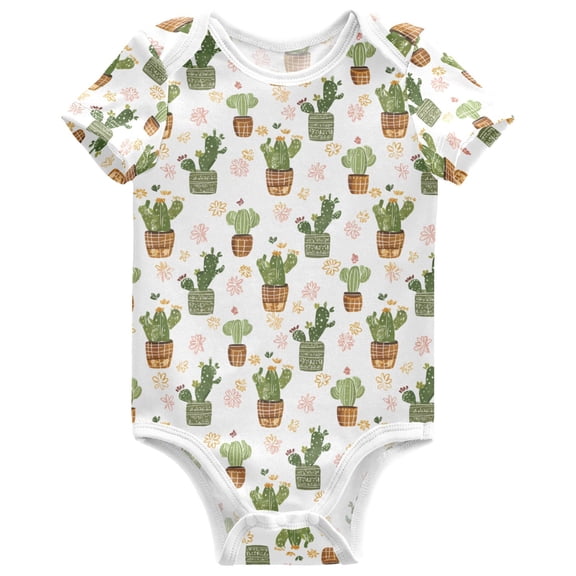 joogoo Cactus Cute Pattern Baby Bodysuits Short Sleeve Cotton Onesies Clothes 6Months