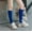 Blue, variant on BKQCNKM Compression Socks for Women Knee High Socks for Women Warm Christmas Fashion Windproof Printing Mid Tube Socks Long Tube Cotton Compression Socks for Women Plus Size, Dark Gray One Size