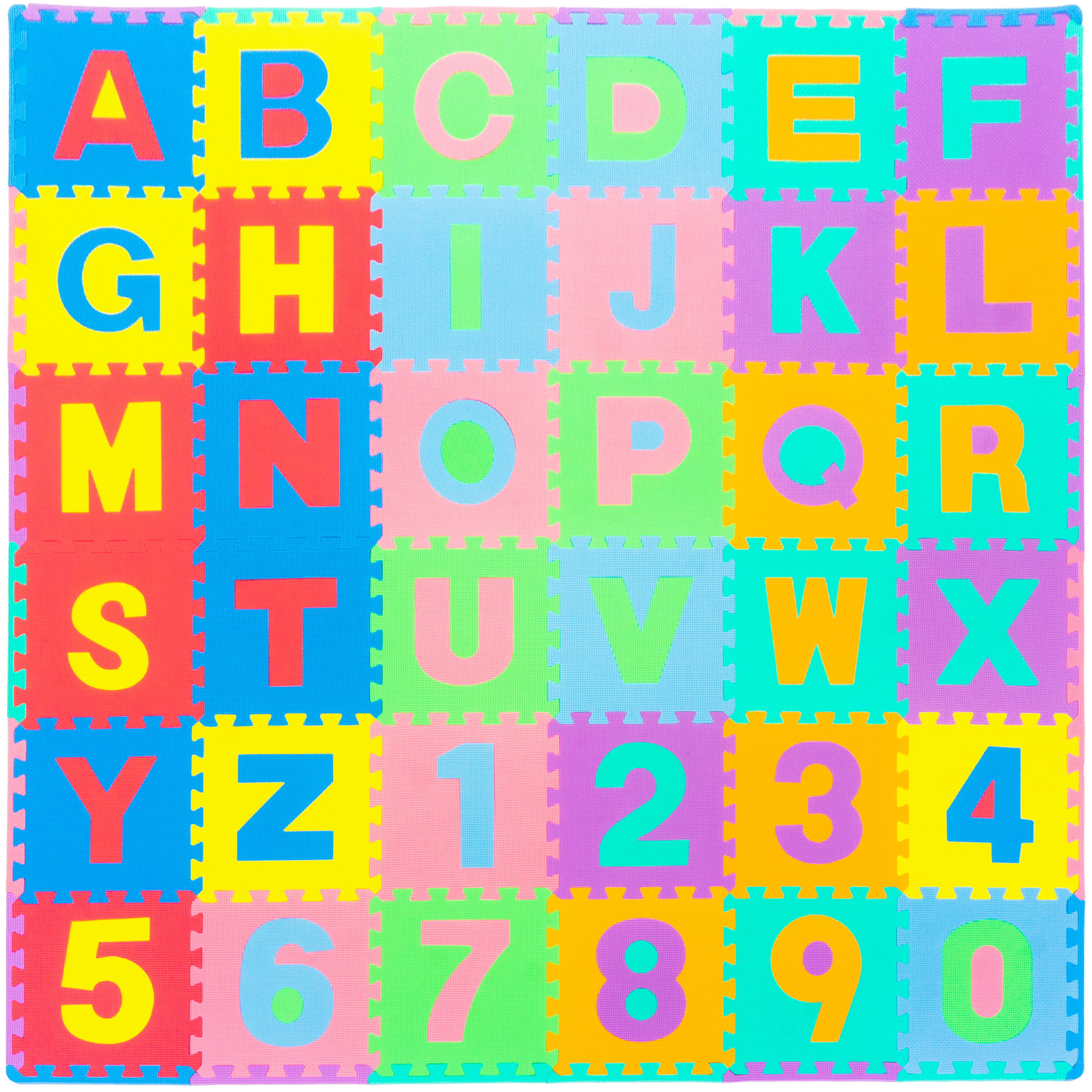 Athletic Bar Kids Puzzle Alphabet 12 by 12 Large Kids ABC/123 Play Mat 36 Interlocking Foam Large Tiles Coverage 36 Sq FT Numbers 36 Tiles and Edges Play Mat 