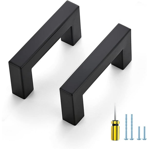 Zoizocp 25 Pack Squre Pulls 21/2 Inch Black Kitchen Handles Matte Black Kitchen