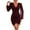 Burgundy, variant on IROINNID Cocktail Dress for Women Wedding Guests Dresses for Women Summer Solid Long Sleeve V-Neck Tight Party Club Dress ,Black