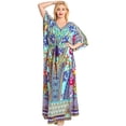 thumbnail image 6 of HAPPY BAY Women's Summer Loungewear African Beach Cover Up Slit Dress Home Wear Maxi Dresses Caftans for Women 2X-3X Cyan, Floral, 6 of 6