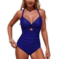 thumbnail image 2 of Women's One Piece Swimsuits Tummy Control Cutout High Waisted Bathing Suit Wrap Tie Back Swimwear, 2 of 5