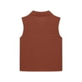 thumbnail image 6 of Savings Mwjwdo Girls Cotton Linen Shirt Sleeveless Button Up Lapel Collar Solid Color Tank Tops Fashion Casual Boho Vacation Tshirts Coffee 13 Years, 6 of 7