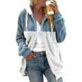 thumbnail image 3 of TQWQT Fleece Coats for Women  Faux Fur Jacket Coat Fuzzy Fleece Jacket Plus Size Zip Up Drawstring Sweatshirt Oversized Light Blue S, 3 of 6