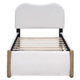thumbnail image 4 of Twin Size Upholstered Platform Bed  with Arc-Shaped Headboard,  Modern Berber Fleece Upholstered Platform Bed with Wood Slat Support, 600lbs Weight Capacity, No Box Spring Needed, Easy Assembly, White, 4 of 9