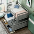 thumbnail image 3 of Euroco Modern Solid Wood Convertible Twin over Full Kids Bunk Bed Frame with Ladder, White, Gray, 3 of 10