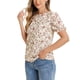 thumbnail image 4 of INSPIRAR CHIC Blusas de Chifón para Mujeres con Mangas Cortas, Con Volantes, Florales, para Trabajo y Oficina, S Blanco Rojo, 4 of 6