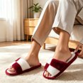 thumbnail image 5 of Agkizg Womens Fuzzy Slippers, House Slippers, Colorblock Open Toe Fuzzy House Slippers Soft Plushes Comfortable Casual Indoor Bedroom Daily Slippers, 5 of 7