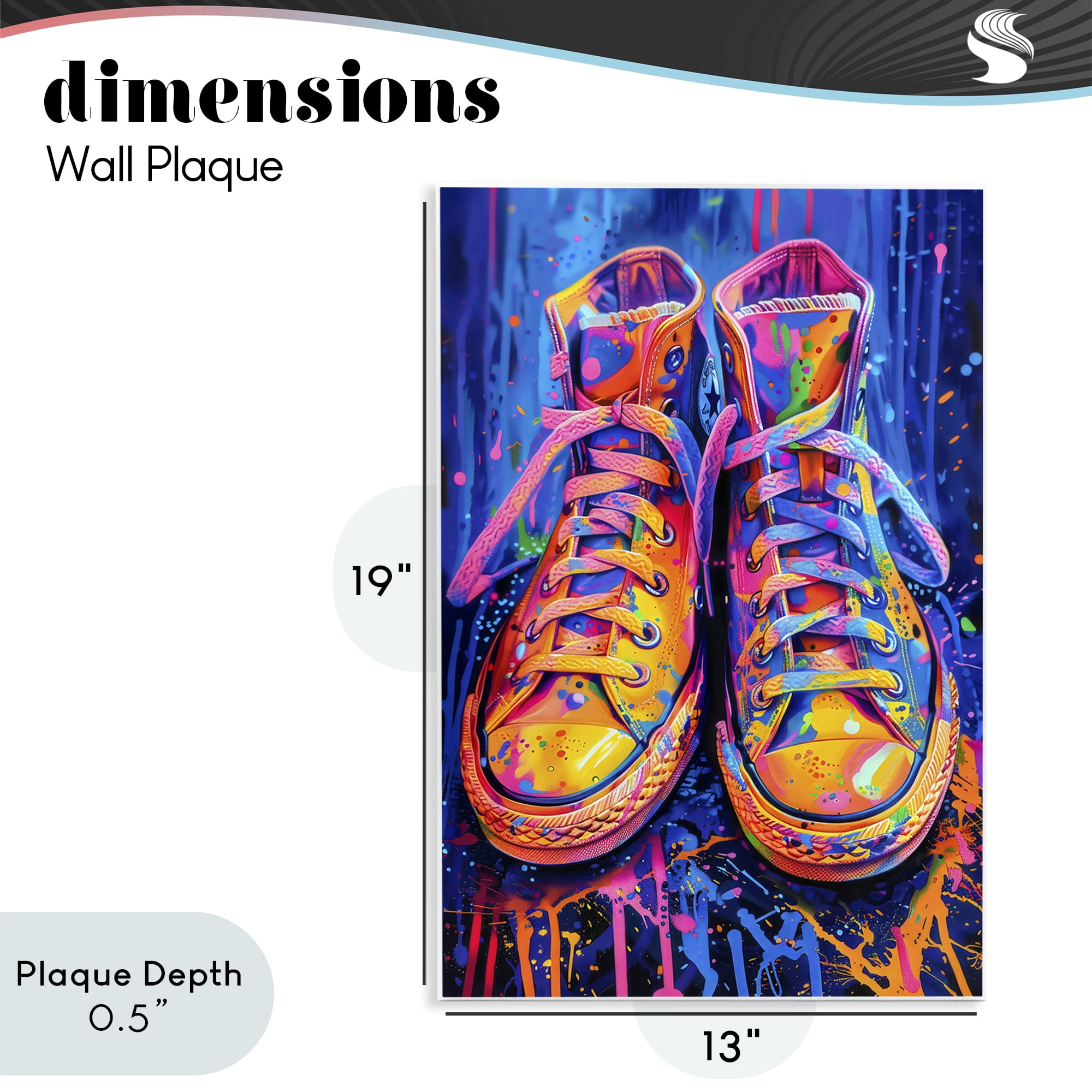 Stupell Industries Moody Converse with Neon Splash Wall Plaque Art, design by Creative Studio