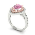 thumbnail image 2 of Halo Engagement Ring for Women - 2.48ct Simulated Pink Diamond in 18K White/Rose Gold Promise Ring, 2 of 6