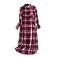 thumbnail image 5 of vigerkar Women's Button Down Flannel Nightgown Long Sleeve Full Length Pajama Top (Hot Pink, L), 5 of 5