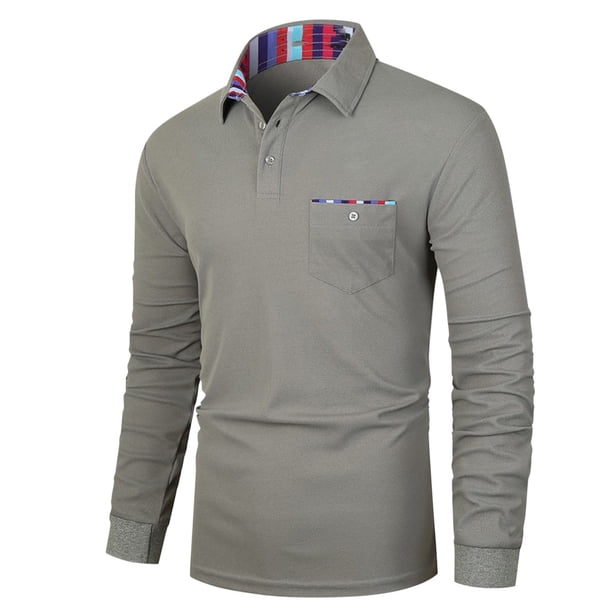 Camiseta de Manga Corta Casual Diario Botón Solapa Bolsillos de los Hombres, Poliéster Ligero para Invierno Primavera Desgaste