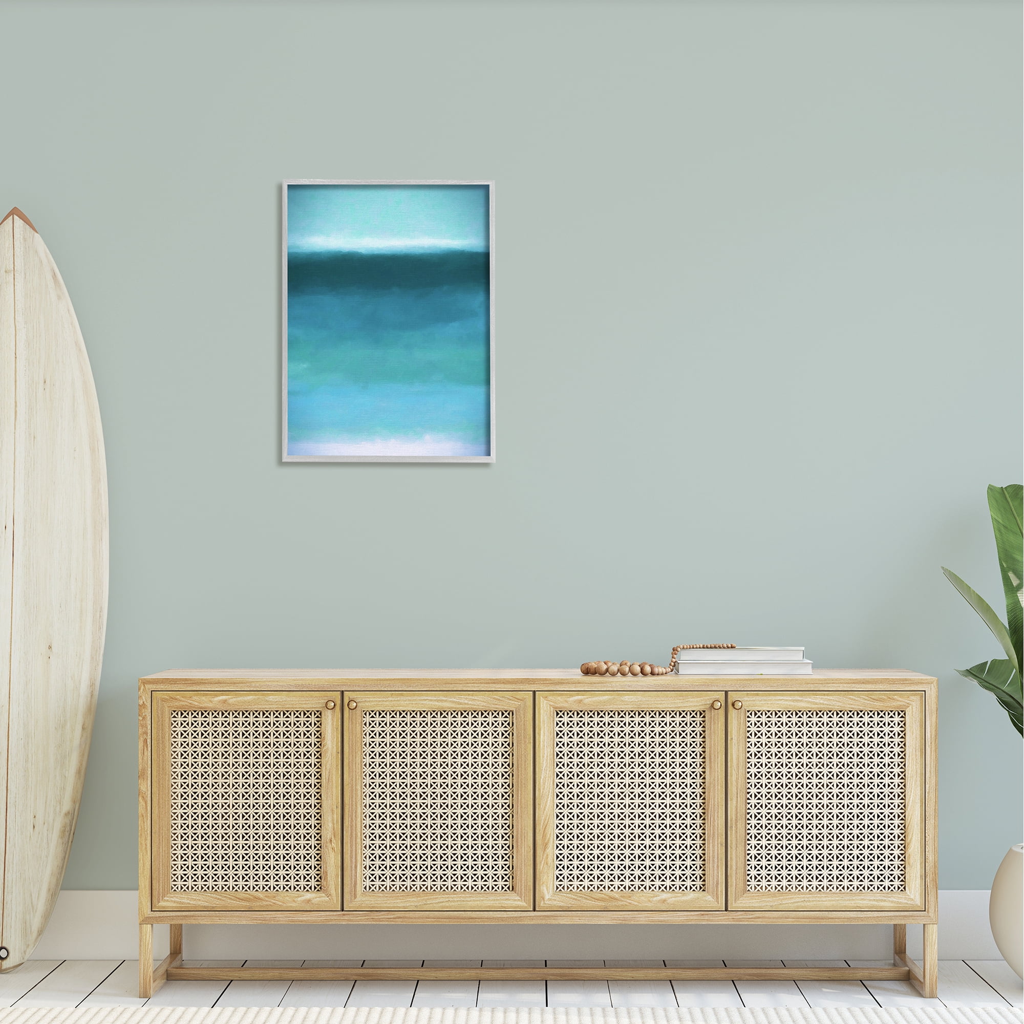 Stupell Industries Soothing Abstract Scenery Distant Ocean Sea View Painting Gray Framed Art Print Wall Art, Design by Graffitee Studios