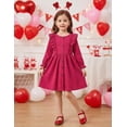 thumbnail image 4 of Arshiner Toddler Fall Winter Sweater Dress Ruffle Long Sleeve Ribbed Knit Button Down Casual Dresses with Pockets, 4 of 6