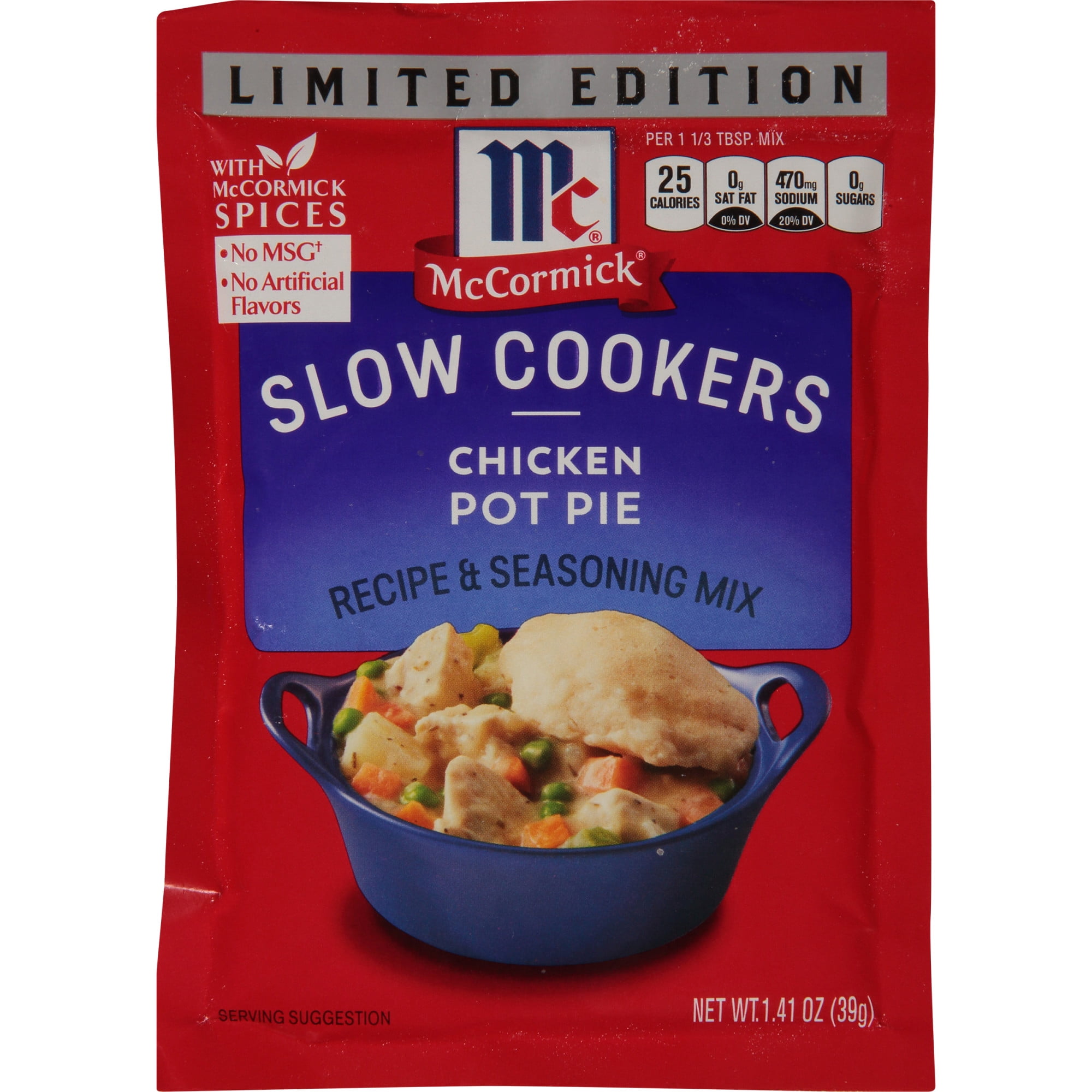 McCormick Slow Cookers Chicken Pot Pie Recipe & Seasoning Mix, 1.41 OZ