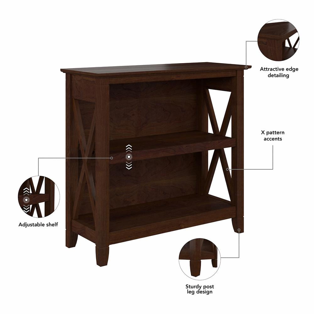 Key West Small 2 Shelf Bookcase in Bing Cherry - Engineered Wood