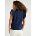 thumbnail image 3 of Free Assembly Women's Cotton Sleeveless Flutter Eyelet Top, Sizes XS-XXL, 3 of 6