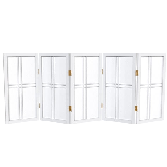 Oriental Furniture 2 Ft Tall Desktop Double Cross Shoji Screen, 5 panel, white