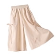 thumbnail image 3 of Girls Sweatpants Joggers Sweat Pants High Waisted Casual Pants with Drawstring 6-12 Months 12-24 Months 2t 3t 4t 5t 6t 7t 8t 9t Children(Beige,13-14 Years), 3 of 8