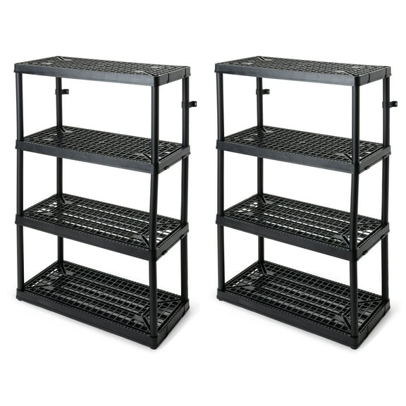 Gracious Living 4-Shelf Fixed-Height Heavy-Duty Shelving Storage, Black