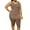 Brown, variant on Womens Plus Size 2 Piece Outfit Casual Sportswear Striped Sleeveless Tank Top and Capri Leggings Tracksuit Sets