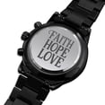 thumbnail image 2 of Faith Hope Love Plain Engraved Bible Verse Men's Watch Multifunction Stainless Steel W Copper Dial, 2 of 20
