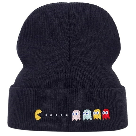Pac-Man Arcade Game Themed Adult Size Black Knitted Beanie