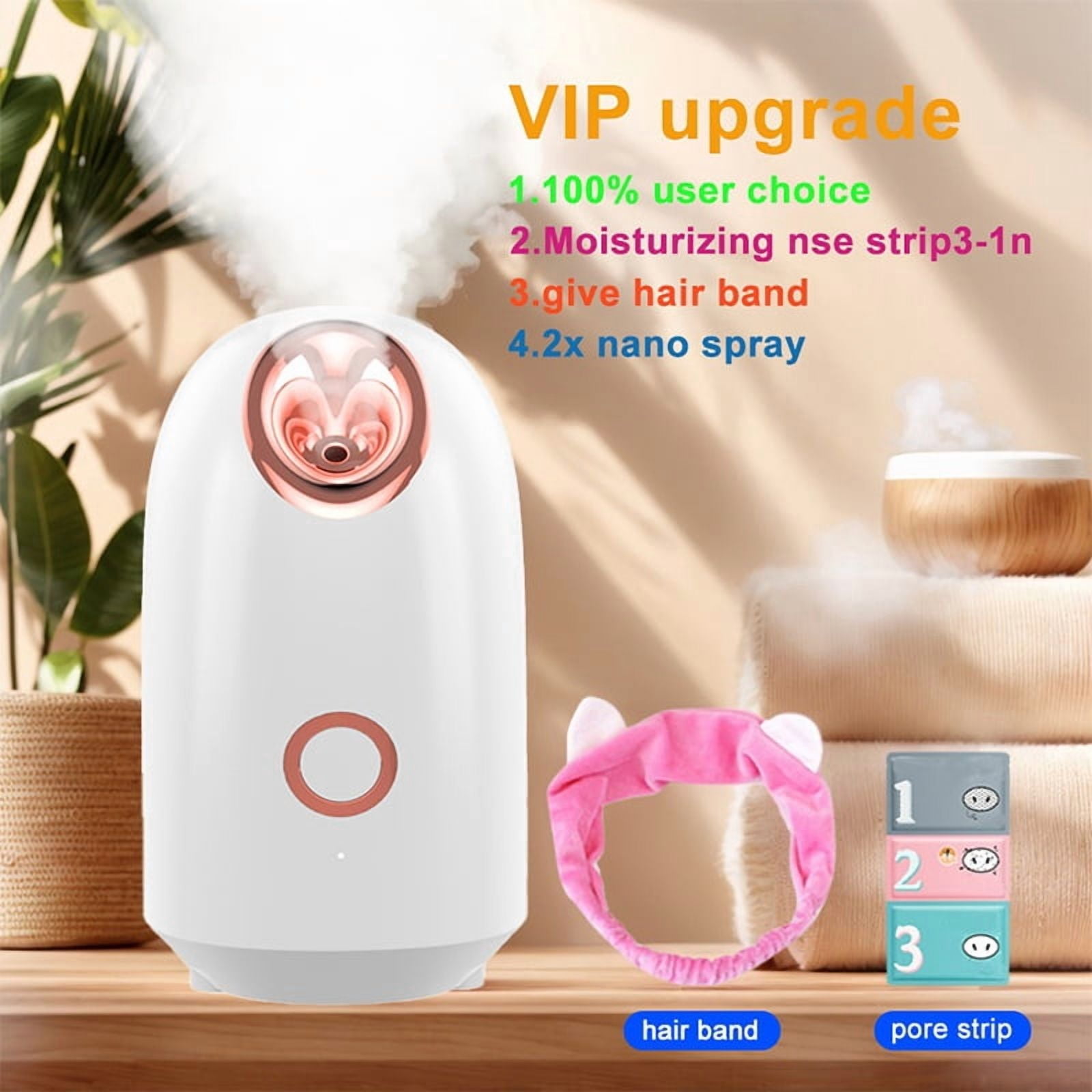 Nano Ionic Facial Steamer - Hot Mist Humidifier with One-Touch Start for Deep Moisturizing, Home Spa Face Hydration Beauty Instrument, Ideal Gift for Women