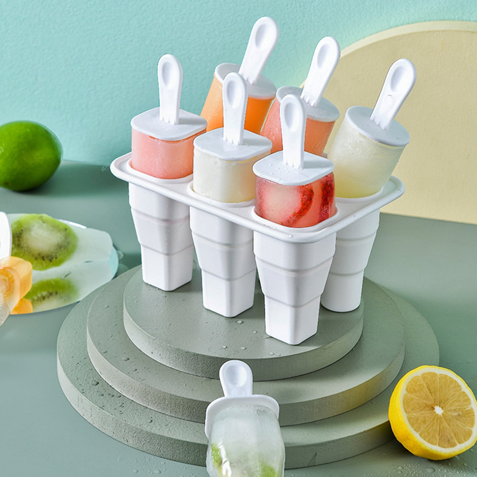 With 8 Reusable Popsicle Sticks, 8 Popsicle Holes, Mini Collapsible  Telescopic Funnelbluehomemade Ice Popsicle Molds Silicone Popsicle Molds-no