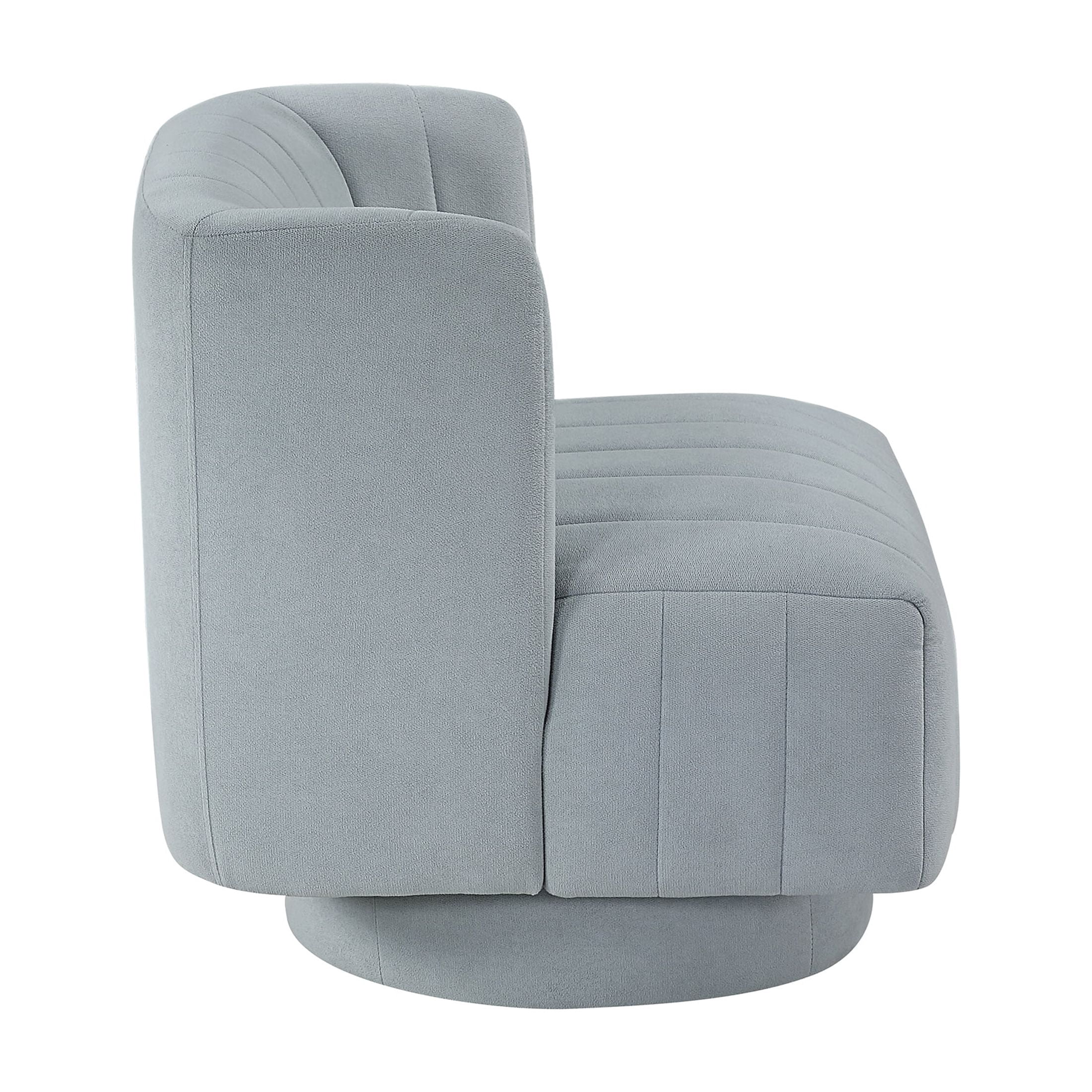 OakvillePark Glynworth Textured Fabric Chennel Tufted Swivel Chair, Aqua Blue