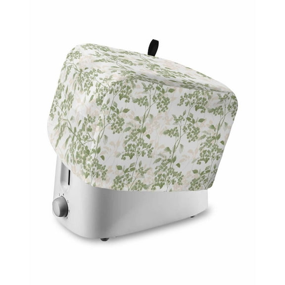 Fsddascl Sage Green Botanical Small Toaster Cover 2 Slice, Kitchen Appliance Covers, Vintage Nature Flower Toaster Oven Cover with Loop, Bread Machine Cover Polyester Dust Cover Protection