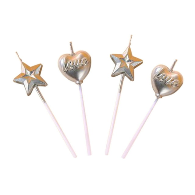 Five-pointed Star Birthday Candle Gold-plated Five-pointed Star Heart-shaped Romantic Baking Cake Decoration Insert