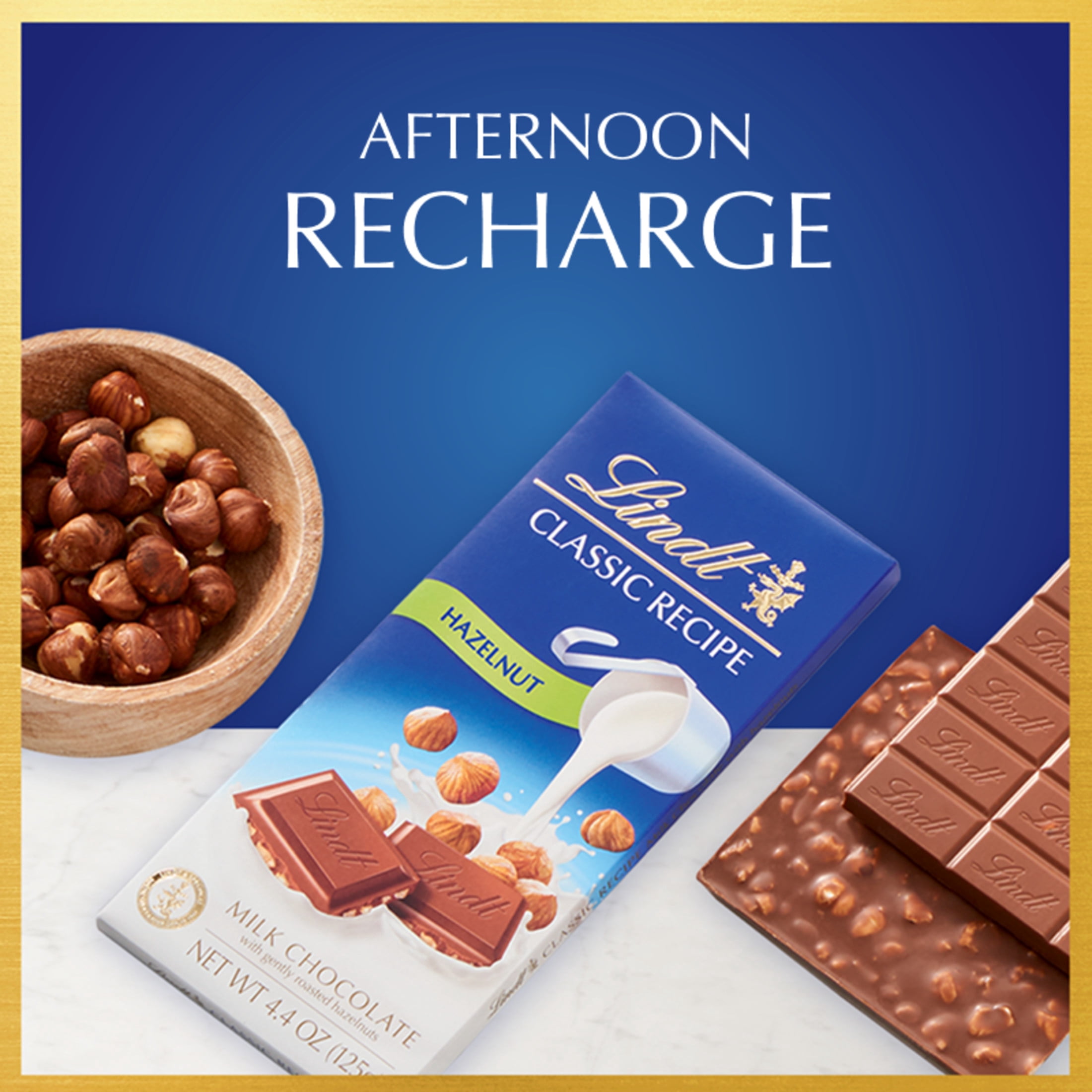 (2 pack) Lindt Classic Recipe Hazelnut Milk Chocolate Candy Bar, 4.4 oz, Bar