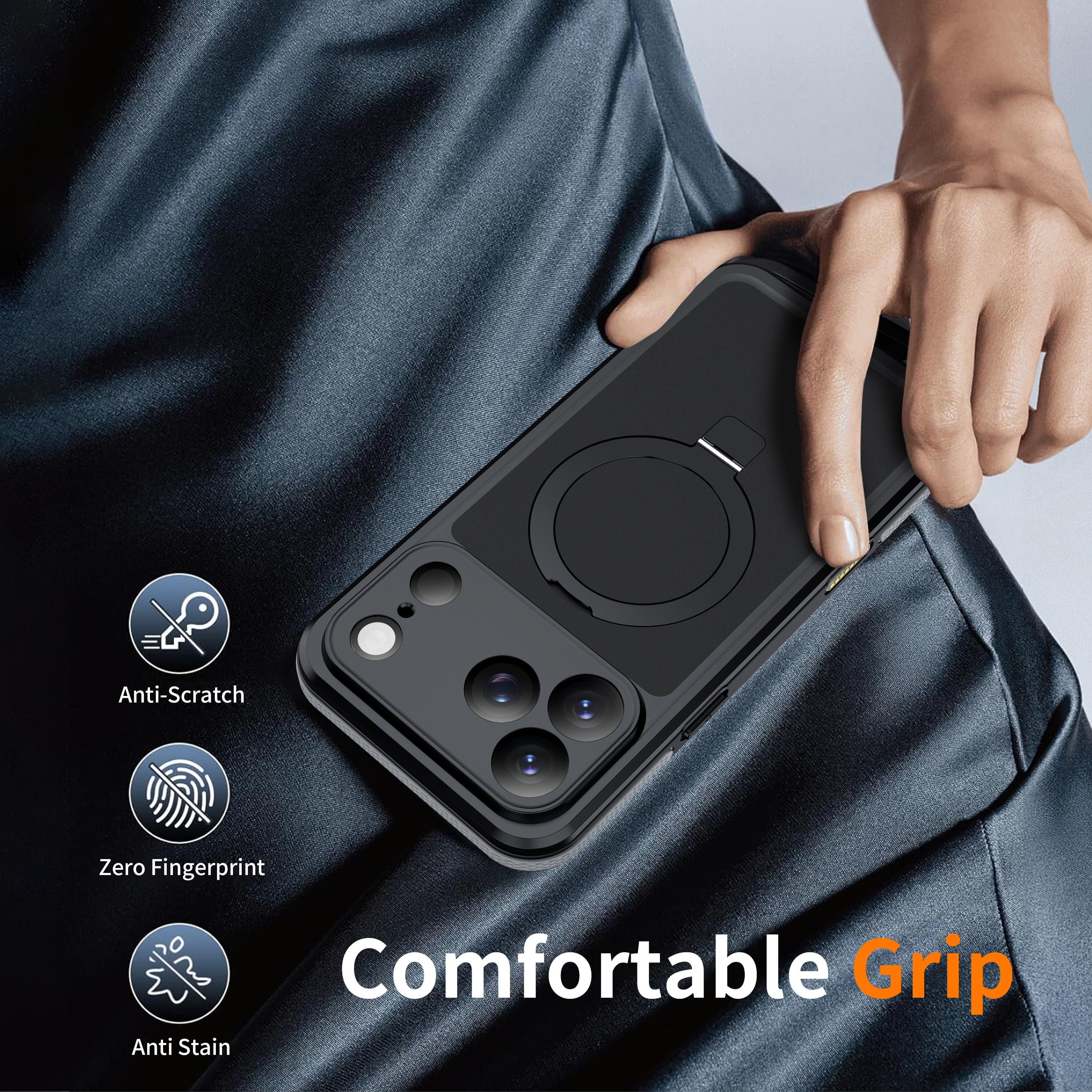 ANTSHARE Magnetic for iPhone 17 Pro Max Case Waterproof, Ring Invisible Stand Shockproof Protective Phone Case 6.9''