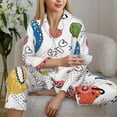 thumbnail image 4 of Goofa Dinosaur Printed Women’s 2 Piece Pajama Set Super,Pajamas Women's Long Sleeve Sleepwear Soft Button Down Loungewear Pjs Lounge Set Nightwear-X-Large, 4 of 9