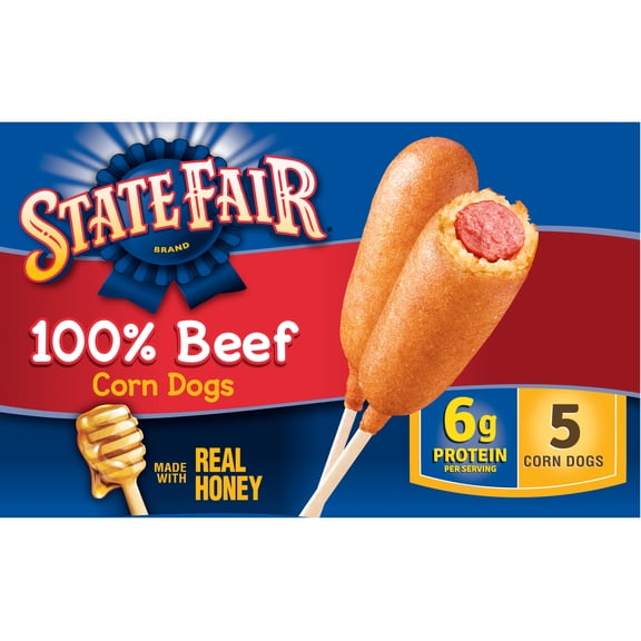 State Fair Beef Corn Dogs with Honey Sweetened Batter, 13.35 oz, 5 Count (Frozen)