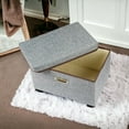 thumbnail image 3 of Large Collapsible Storage Bins with Lids Linen Fabric Foldable Storage Boxes Organizer Containers Organization Baskets for Bedroom Closet Set of 2, 3 of 5