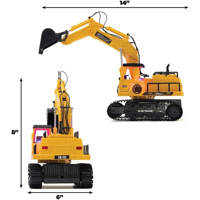 Top Race 7 Channel RC Excavator - Battery Powered Construction Tractor with  Lights & Sound - Remote Control Dump Truck and Tractor Toy for Boys 4-7