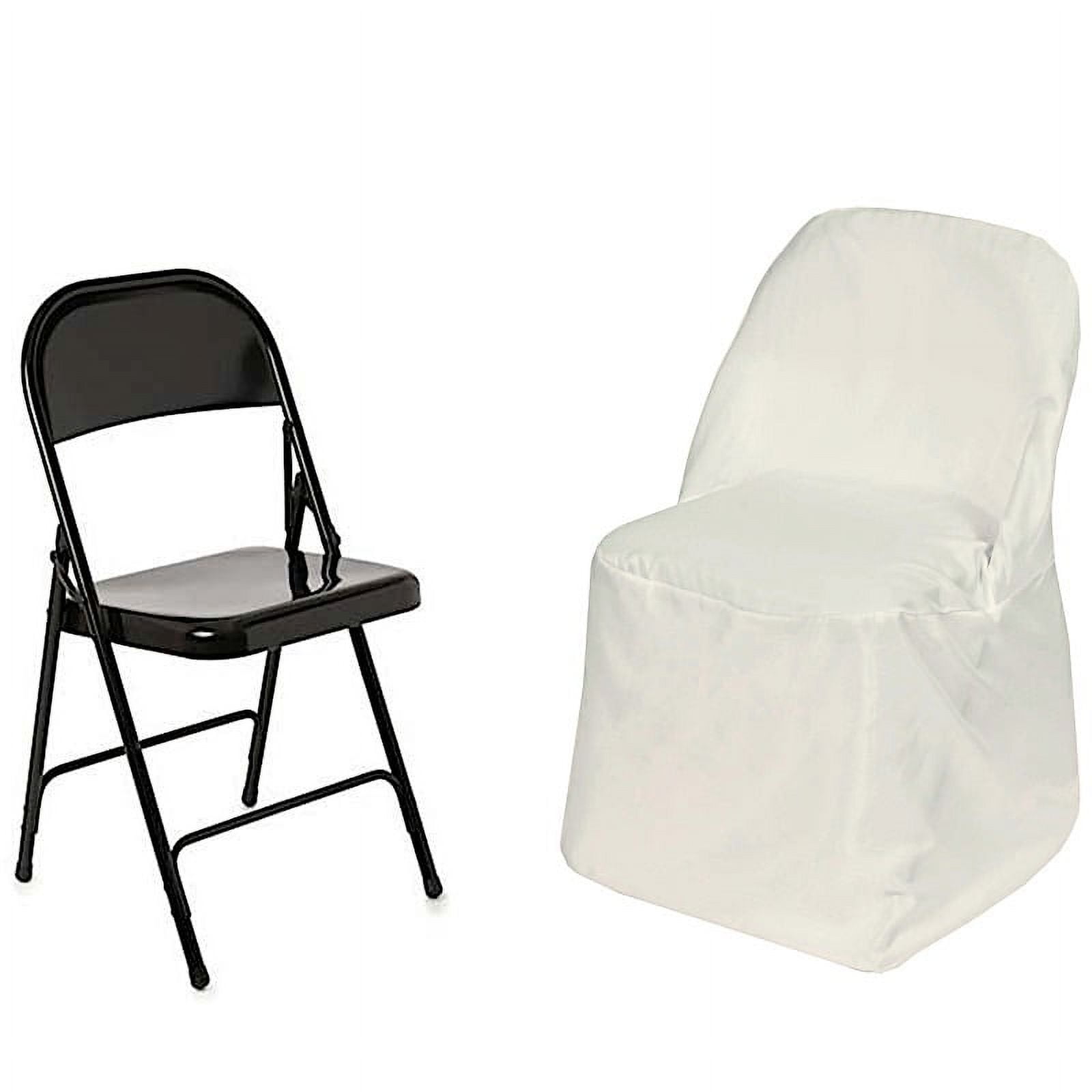 BalsaCircle White Folding Round Solid Polyester Chair Covers