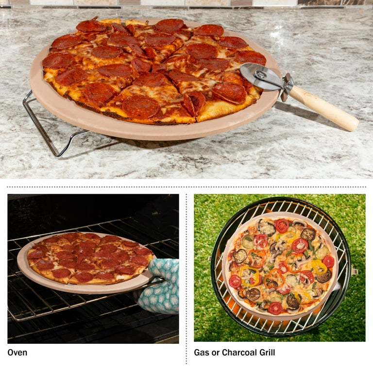 Classic Cuisine 15-inch Pizza Stone with Pizza Cutter and Serving