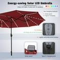 thumbnail image 3 of Summit Living 13ft Large Patio Umbrella with Multi-Color LED Solar Lights Double-Sided Rectangular Outdoor Table Umbrella – Burgundy, 3 of 11
