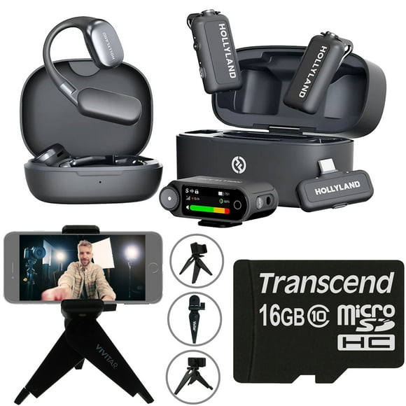 Sistema de micrófono inalámbrico Lavalier Hollyland LARK MAX 2 ULTIMATE COMBO para 2 personas con tr